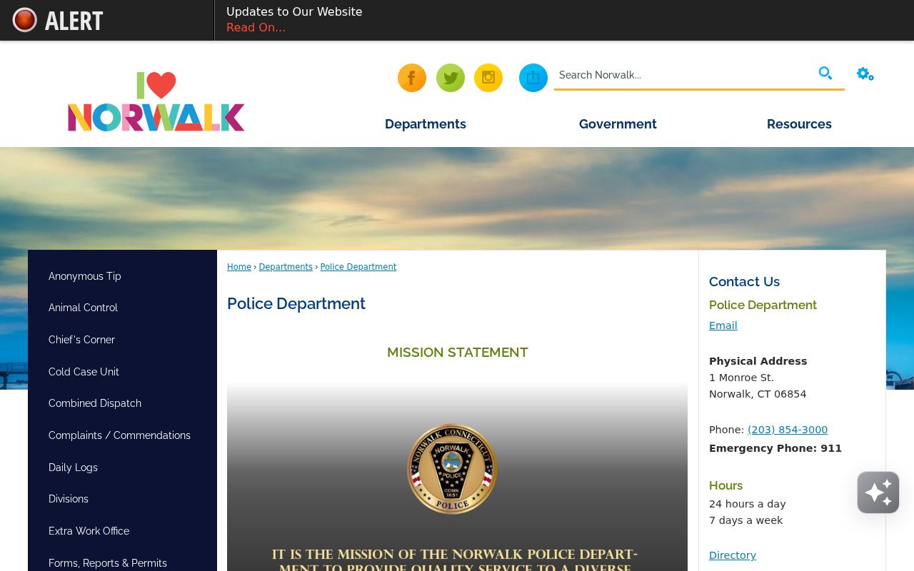 Official Norwalk Police Department contact page