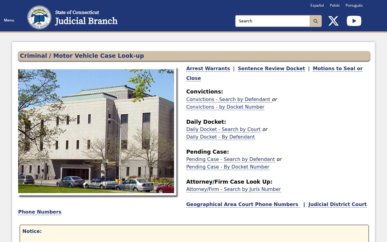 Connecticut criminal and motor vehicle lookup controls for Norwalk County warrant records