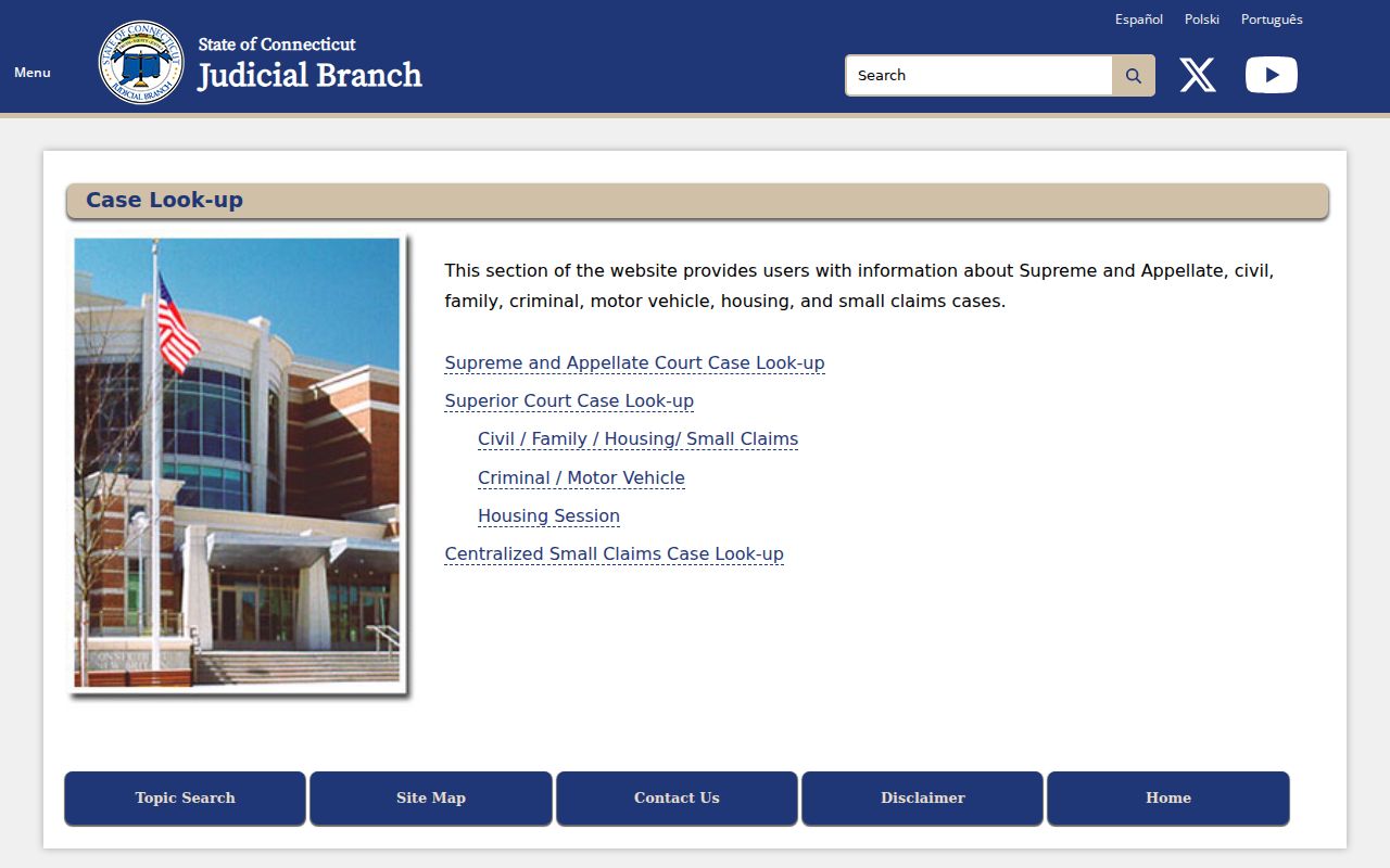 Connecticut case lookup landing page for Norwalk County warrant research